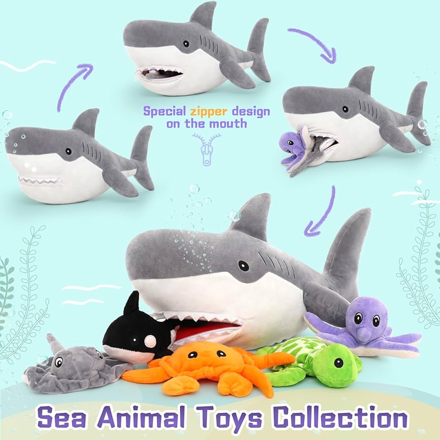 Amazon.com: MorisMos 23in Shark Stuffed Animals with 5 Sea